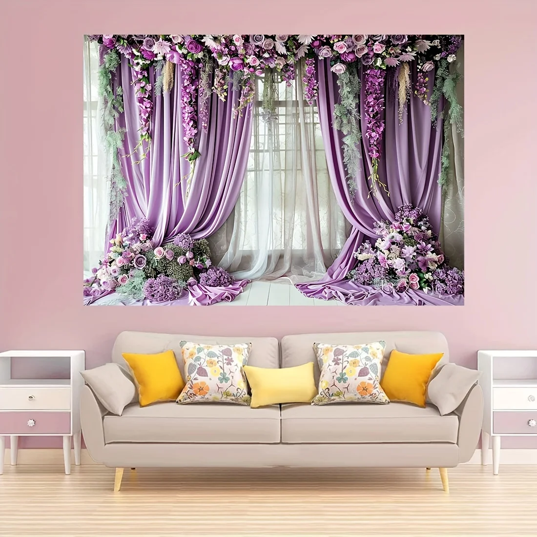 1 piece of polyester purple curtain background - multifunctional photography for weddings, parties, and global holidays