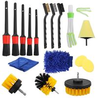 17pcs Detailing Brush Set Car Cleaning Brushes Power Scrubber Drill Brush For Car Leather Air Vents Rim Cleaning Dirt Dust Clean