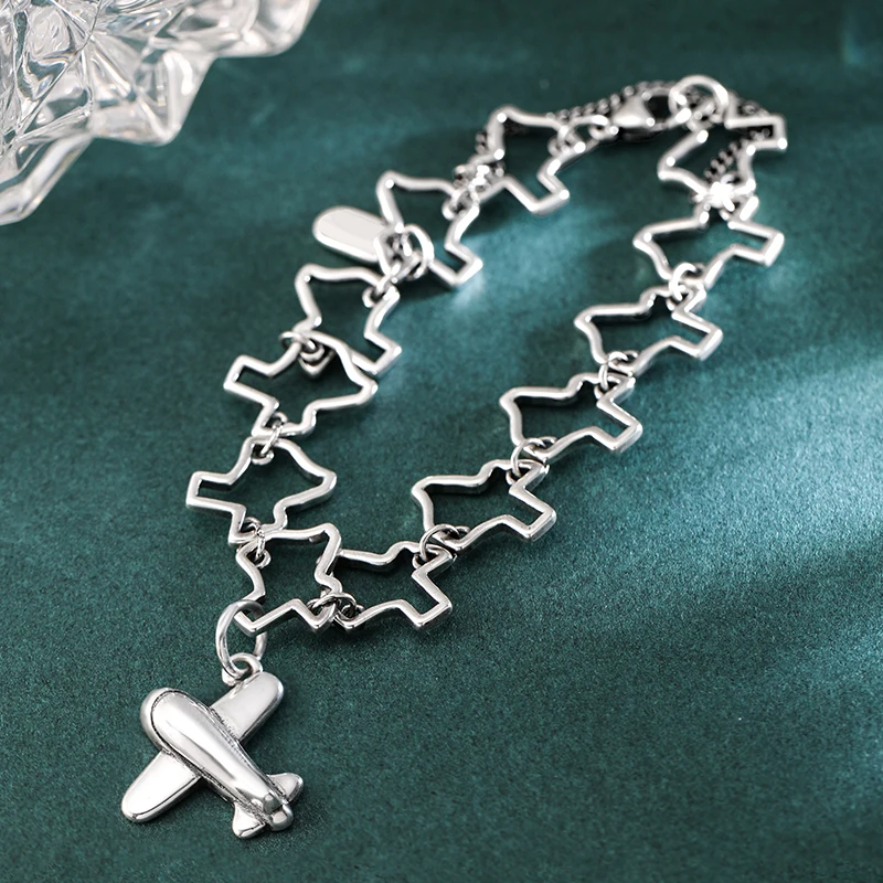 Genuine 925 sterling silver Texas Charm Bracelet paired with The charm of small aircraft pendant