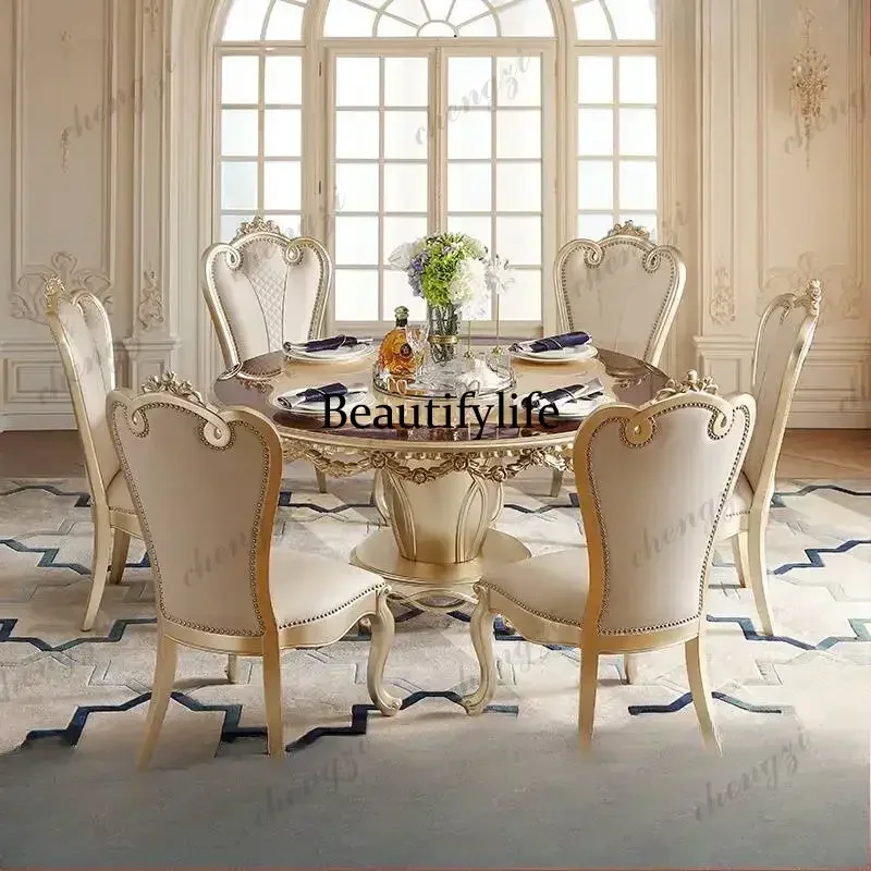 M45  Non Slip Modern Dining Table Luxury Unique Round Design Kitchen Mobile Dining Table Set Living Room Tavolo Da Pranzo