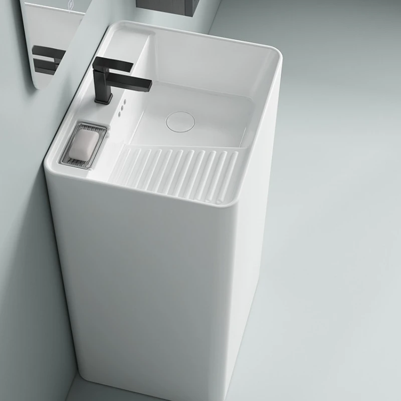 

Ceramic column basin Integrated floor-to-ceiling washbasin Washbasin Balcony column laundry basin with washboard pool slot