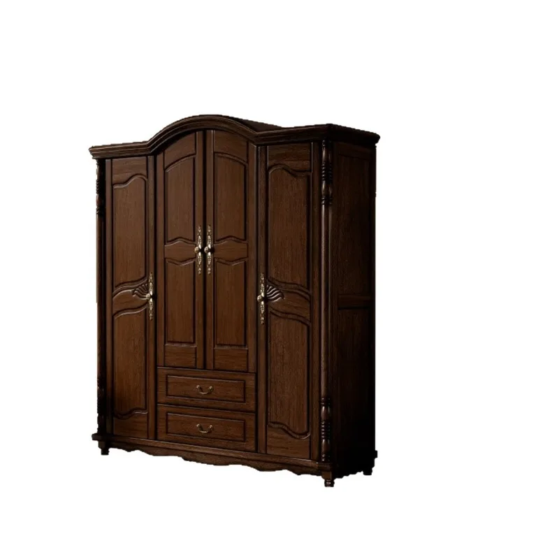 Opposite door four-door wardrobe solid wood simple assembly storage cabinet