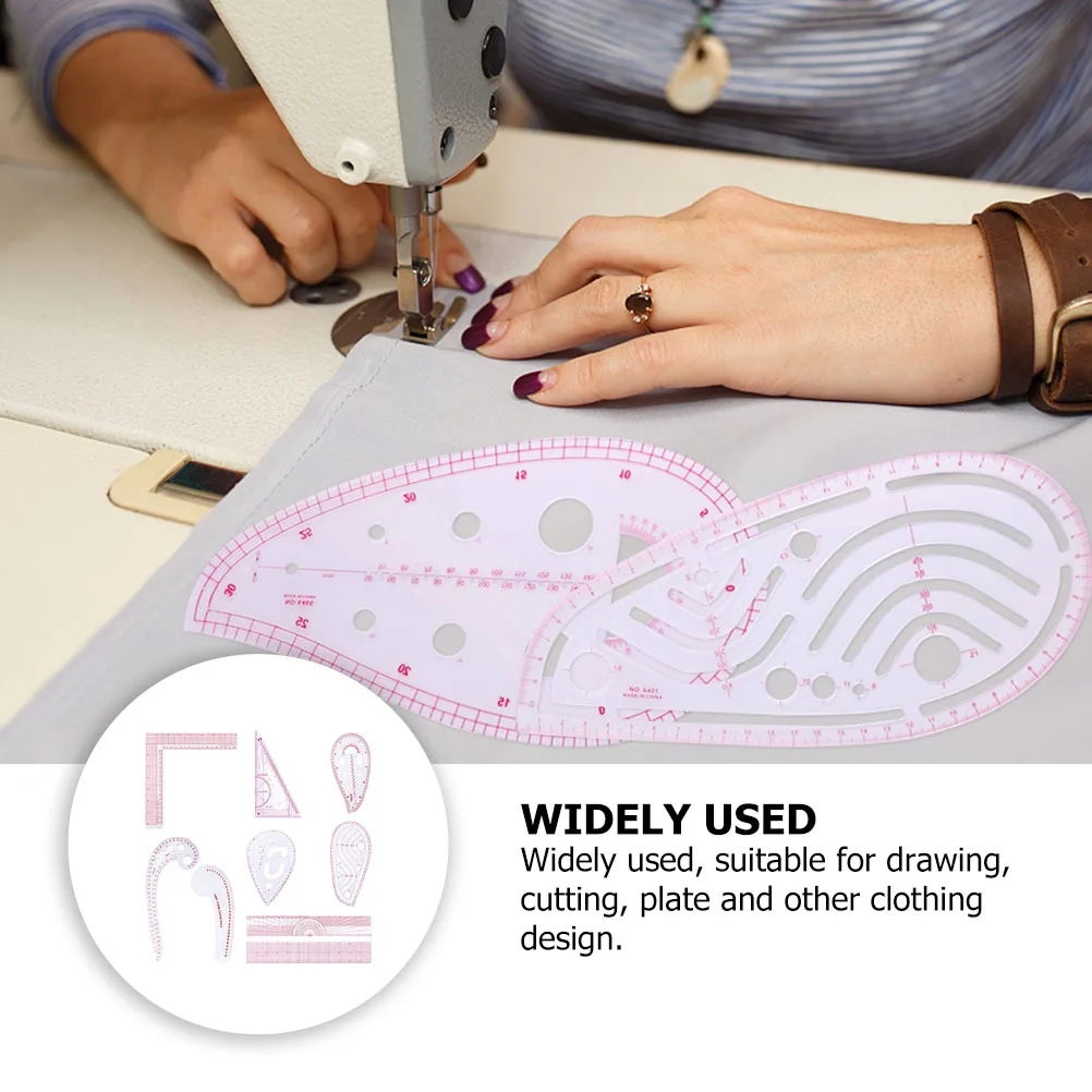 

9Pcs Plastic Sewing Rulers Kit Beveled Edge Transparent Tools for Accurate Cutting Drawing Crafts Tailor Use Sewing Rulers