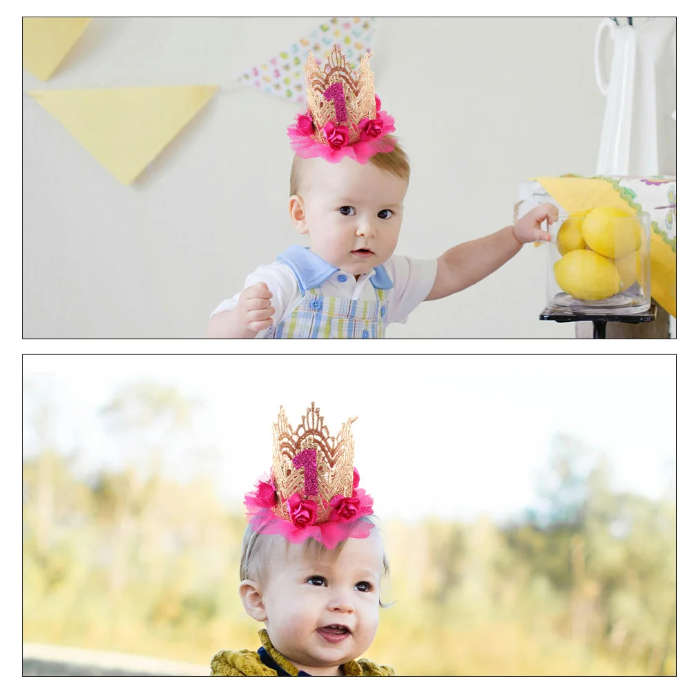 

Crown Headb Kids Crown Lace Rose Design for First Birthday Party Photoshoot Props Hair Accessories