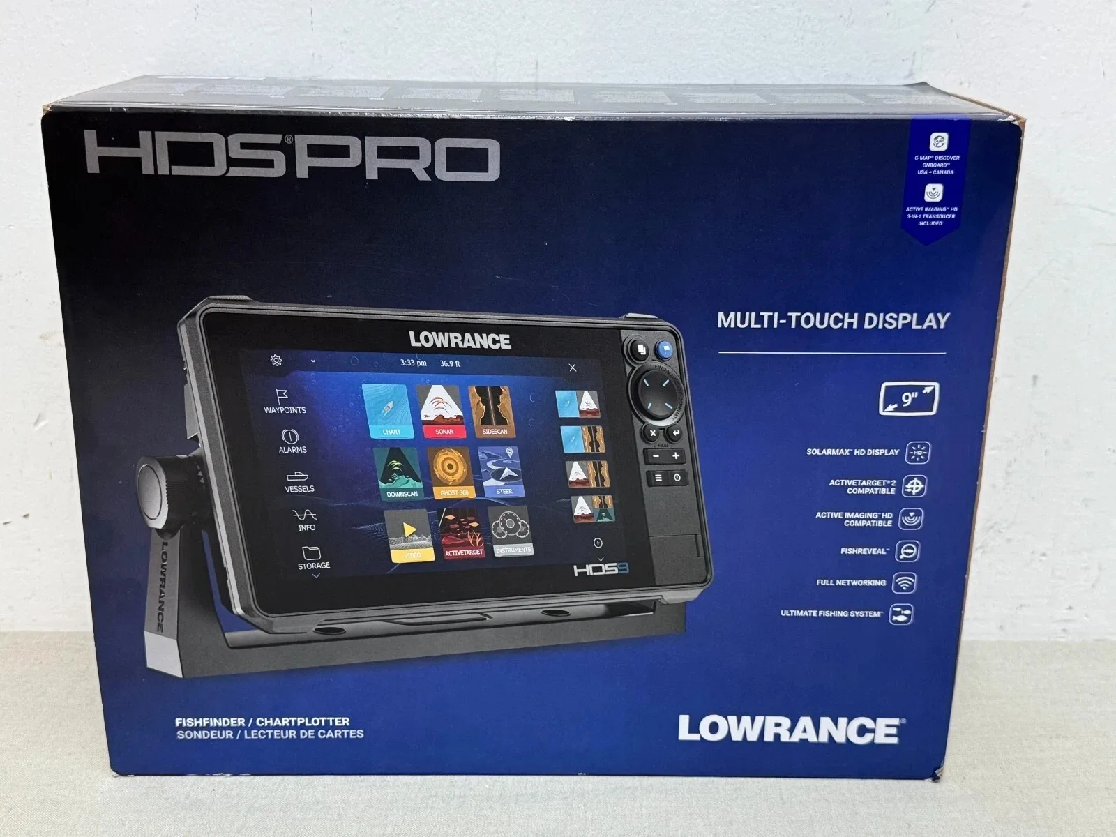 

Самый продаваемый эхолот Lowrance HDS-9 12 Live с датчиком Active Imaging 3-в-1 для крепления на транец и картой C-MAP Pro!