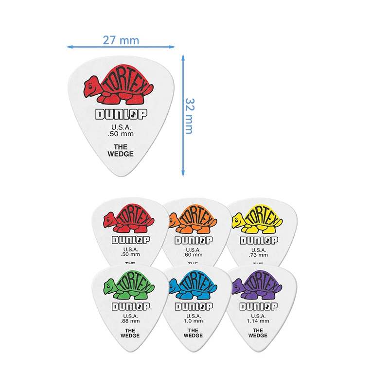 Dunlop Guitar Picks 424R TORTEX WEDGE Pick 0.50/0.60/0.73/0.88/1.0/1.14 mm, USA Original Guitar Accessories