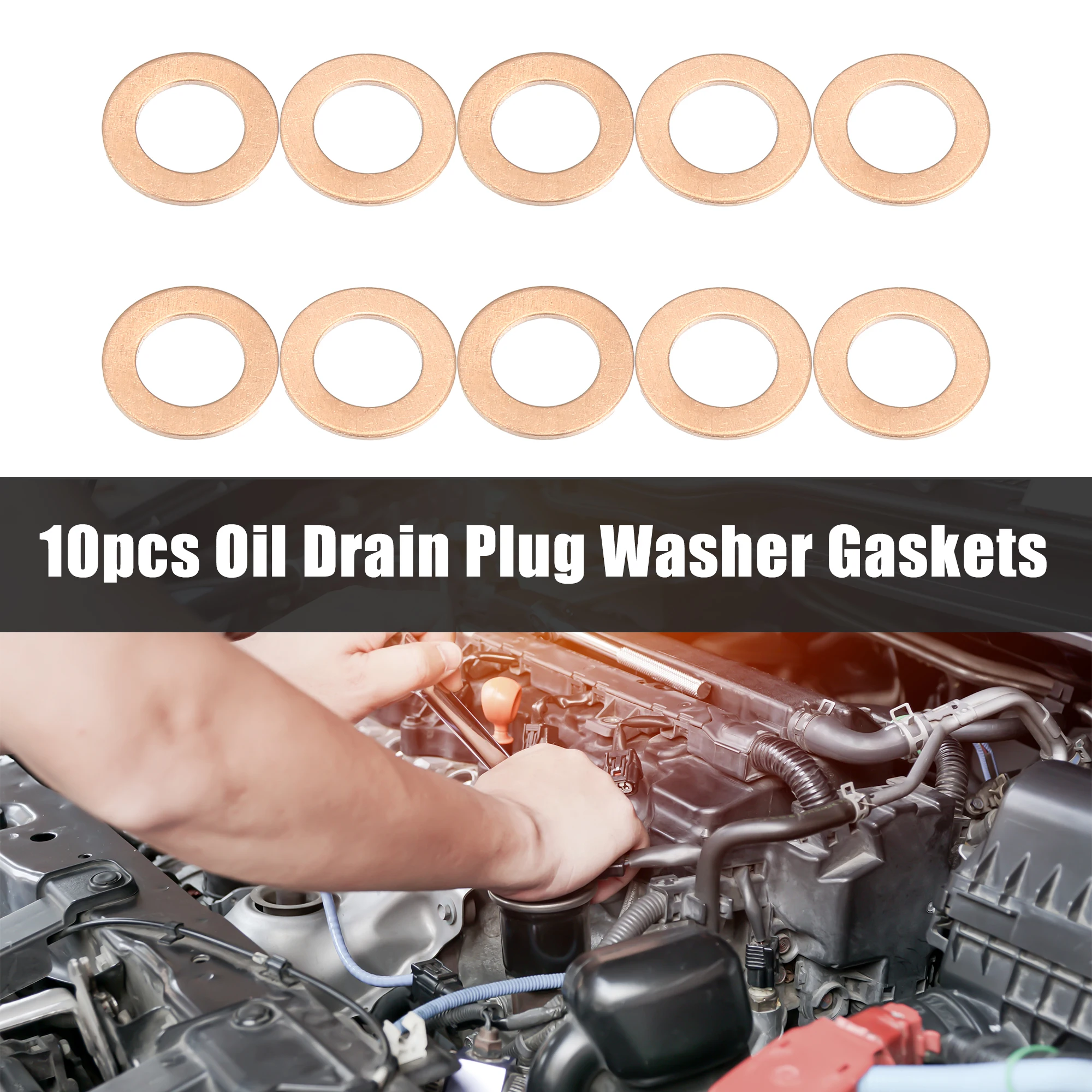 Uxcell 10/15pcs Engine Oil Crush Washers Drain Plug Gaskets 12x20x1mm 20x26x1.5mm 22x30x1mm Car Replacement Parts