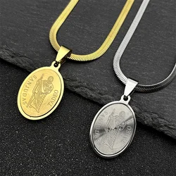 Hip Hop San Judas Pendant Necklace for Women Men Stainless Steel Gold Silver Color St Jude Thaddeus Chain Necklaces Jewelry
