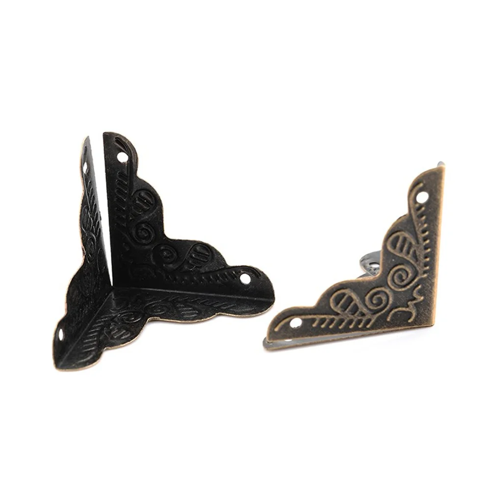 12 PCS Corner Brackets Bronze Triangle Carved Cabinets Corner Protector For Home Furniture Decor Wooden Box Edge Protect Bracket