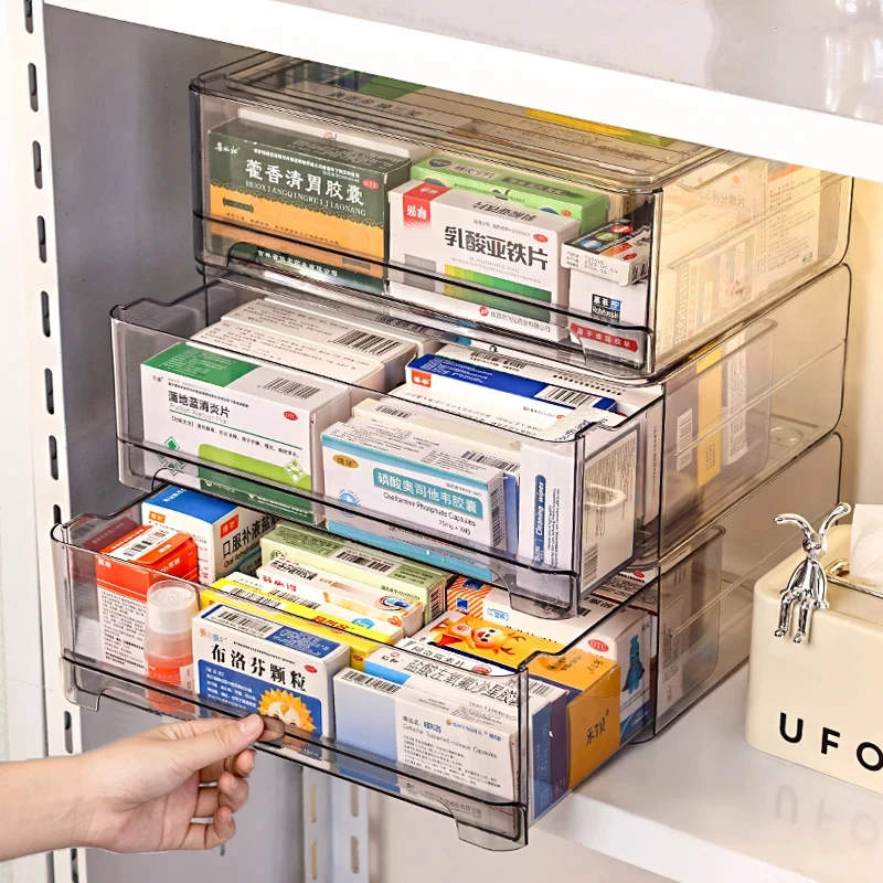 

Transparent Drawer Style Large Capacity Household Multi-layer Medicine Storage Box Free Combination of Medical Bags Organize