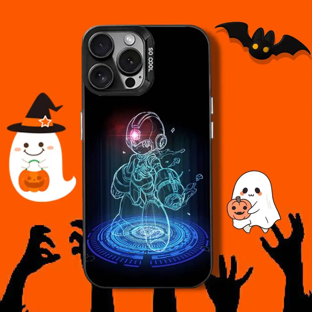 Custodia per telefono Game R-Rockmans M-Megamans per iPhone 16,12,13,17,15,1,11, Mini,Pro,SE,XS,MAX, cover in silicone nero opaco