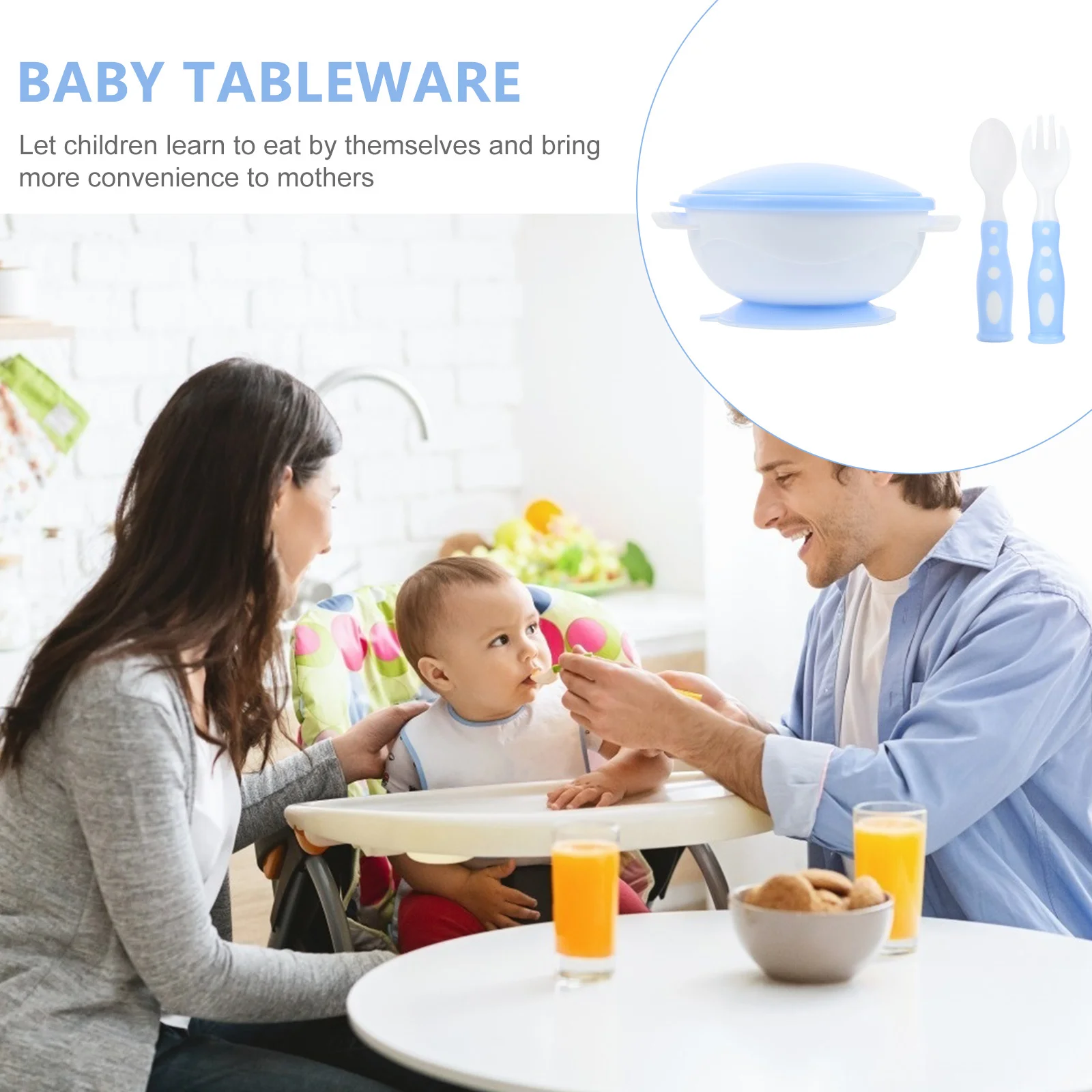 1Set Suction Cup Baby Bowl Set Toddler Feeding Tableware Anti-Tip Plate Fork Spoon High-Quality Silicone Practical Food Storage
