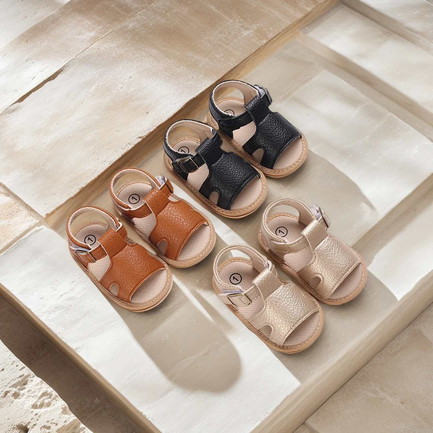 

Girls' summer sandals, casual solid color princess flat bottomwith bow, exposed toe low cut, solid color material, non slipbotto