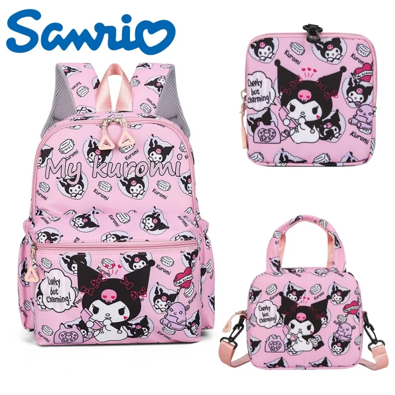 New Sanrio Casual Portable School Bag 4-Piece Set Cartoon HelloKitty Large Capacity Book Storage Backpack Girl's Holiday Gift