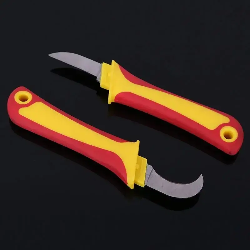 Electrician Knife with Insulated Handle for Stripping Wire - Straight & Curved Edged Electrician Hand Tools Insulation