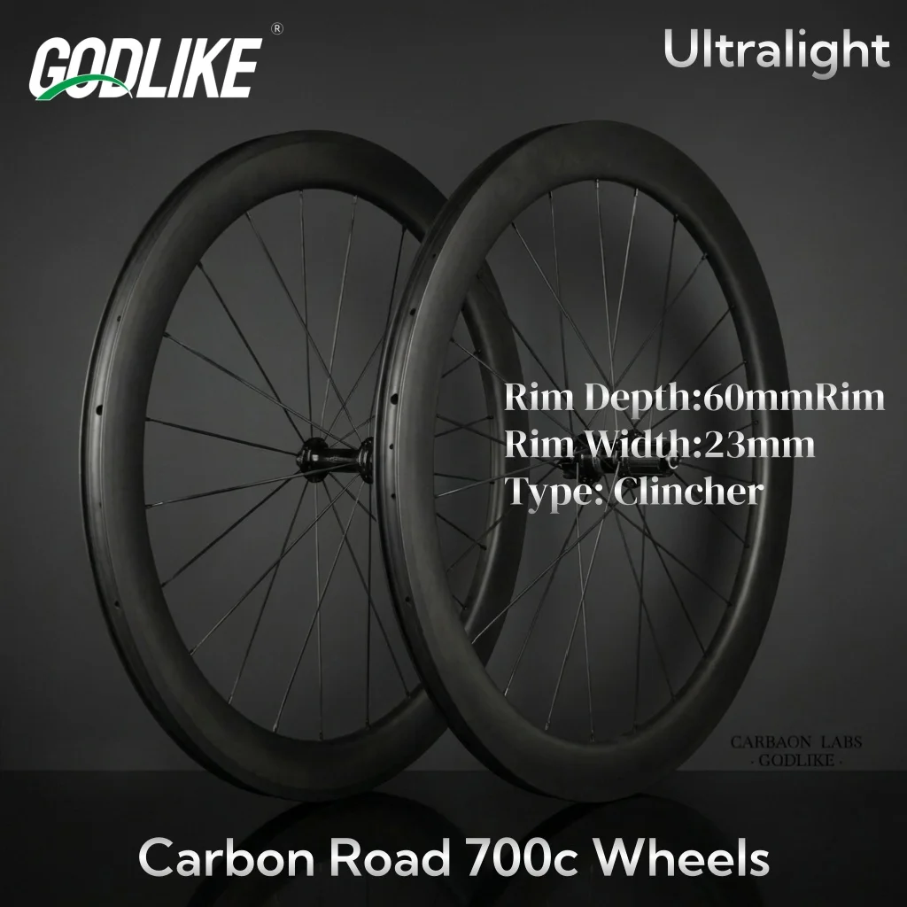 

Карбоновые колеса GODLIKE 700C, глубина 60 мм, ширина 23 мм, клинчерные, для велоспорта, 20/24 отверстия, для велосипеда