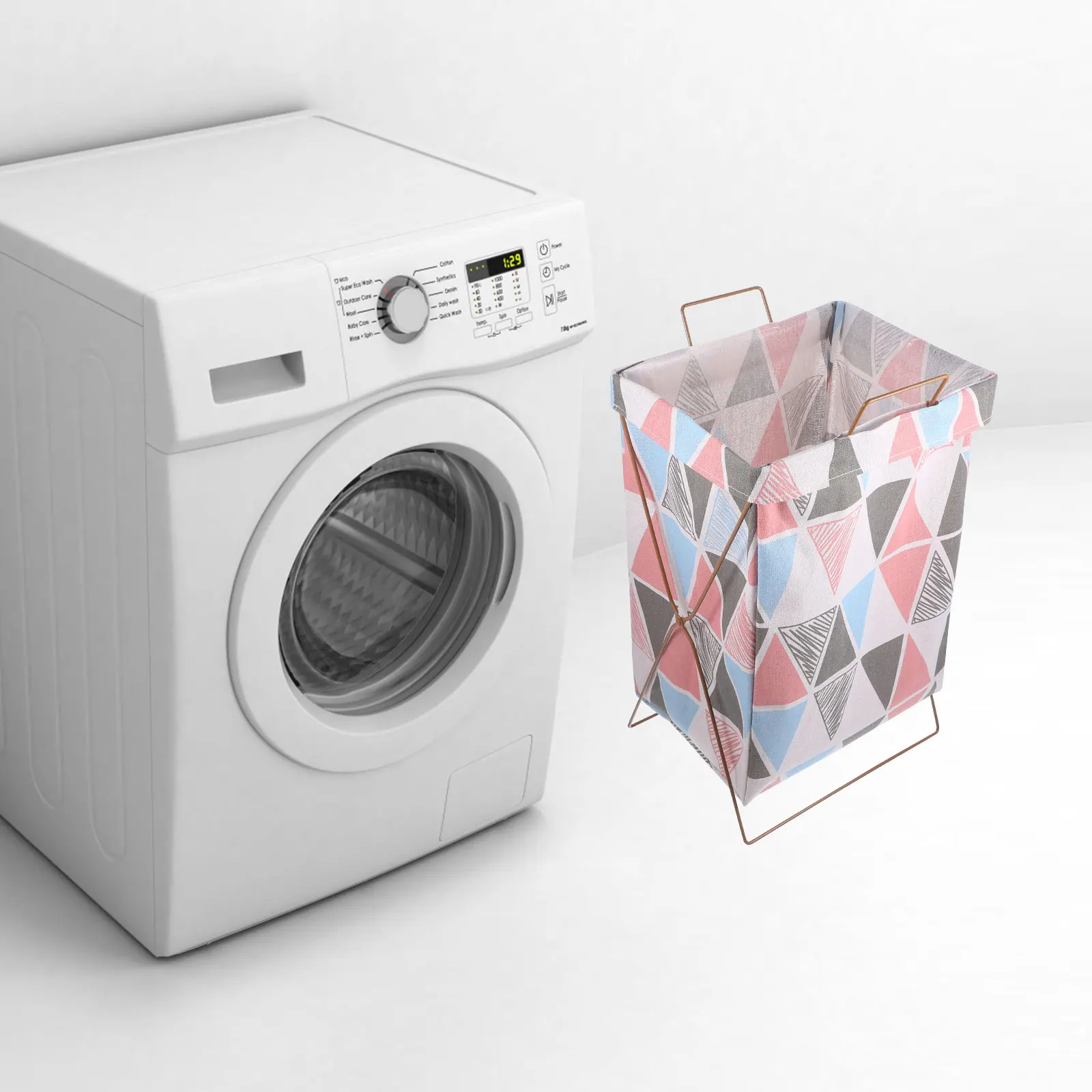 

Folding Laundry Basket Clothing Hamper Storage Box Small Cotton Linen Collapsable Washing