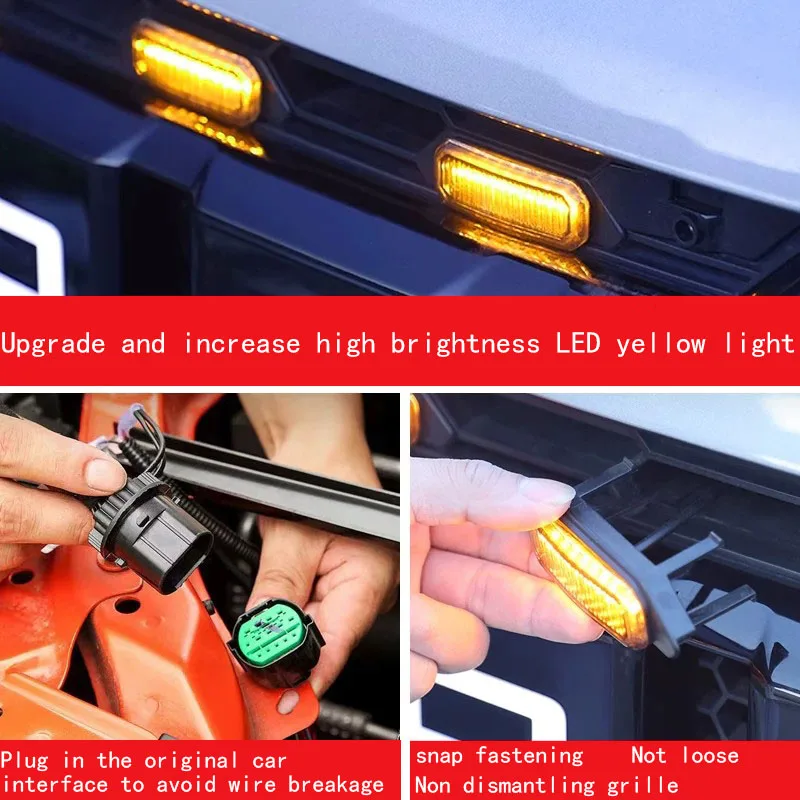 For JETOUR T2 2023-25  Car Front Grille LED Small Yellow Light Fit Modified Car Grille Light Auto Exterior Accessories
