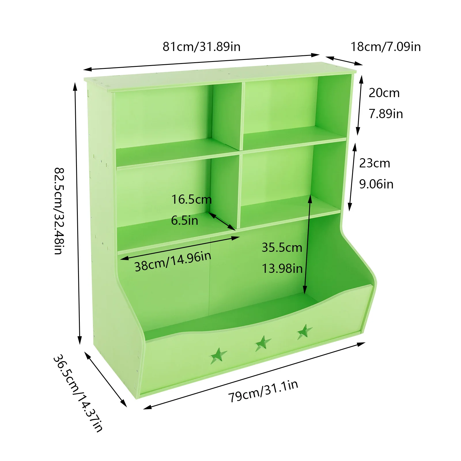 منظم عرض الكتب والألعاب للأطفال - رف من 3 طبقات باللون الأخضر الفاتح/الأزرق لغرفة الأطفال