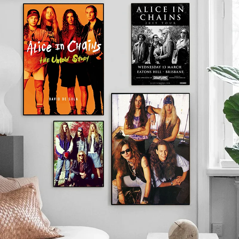 روك باند المغني أليس في سلاسل صورة ألبوم الموسيقى المشارك حائط لوح رسم الفن صور غرفة المنزل نادي ديكور هدية