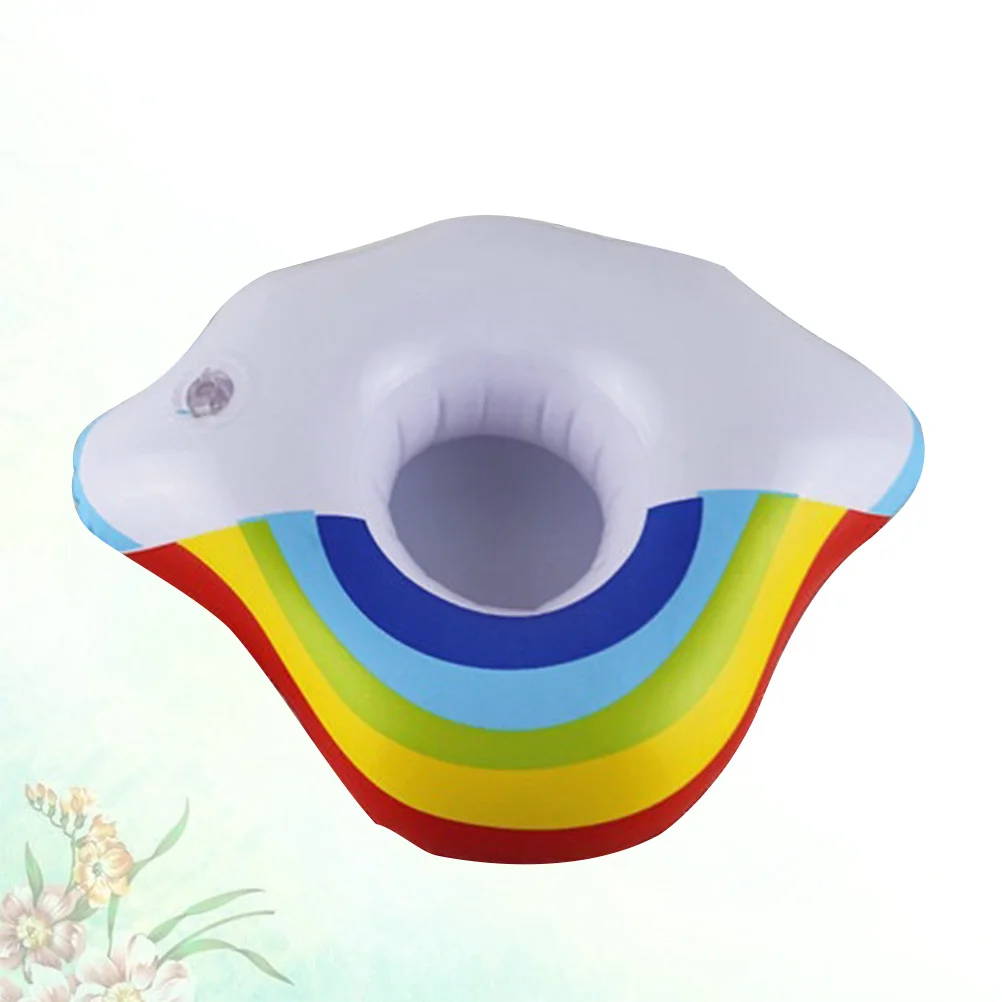 4 قطعة سحابة قوس قزح نفخ حامل الكأس البلاستيكية العائمة شرب بركة الشاطئ حفلة الصيف متعة مقعد شرب حامل الكأس #5