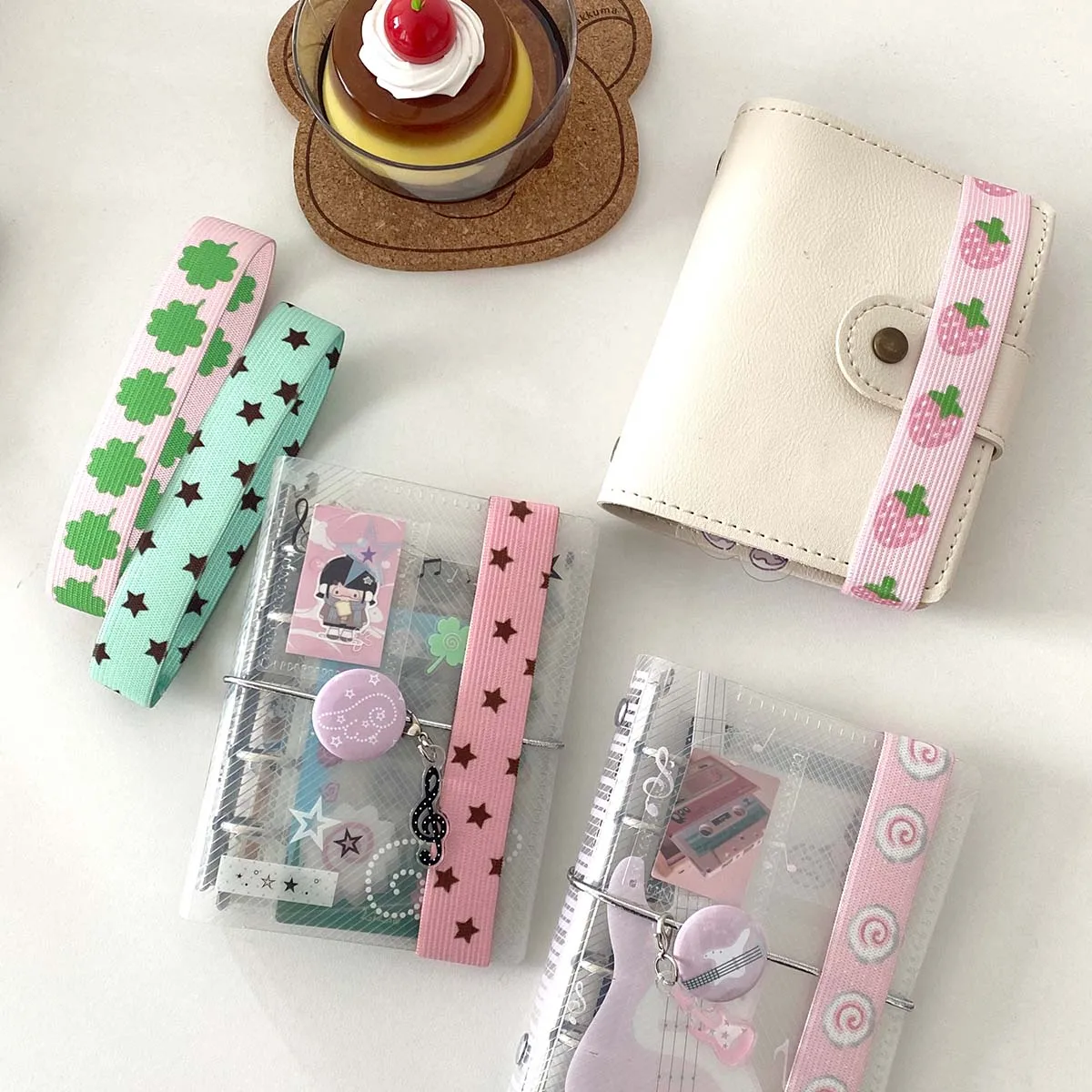 WAKAWAKA Cute Star Decoration Elastic Strap for A7 M5 Planner Notebook INS Style Storage Accessory Kawaii Straps for Scrapbookin