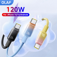 Universal 120W USB to Type C Cable Super Fast Charging Cable For Huawei P40 Honor Data Cord For iPhone 15 16 Xiaomi Redmi 1M/2M