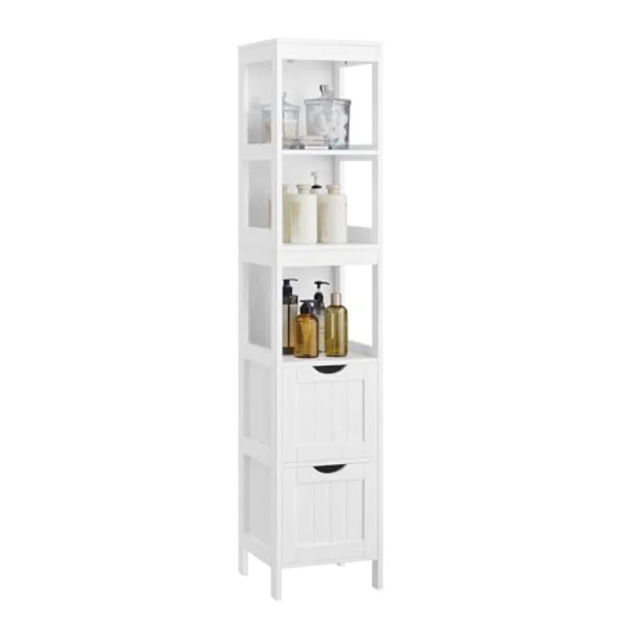 

Storage Cabinet, Storage Organizer Rack Stand for Bathroom, Living Room, Multifunctional Corner Unit, 2 Drawers, 55.7 Inch in H