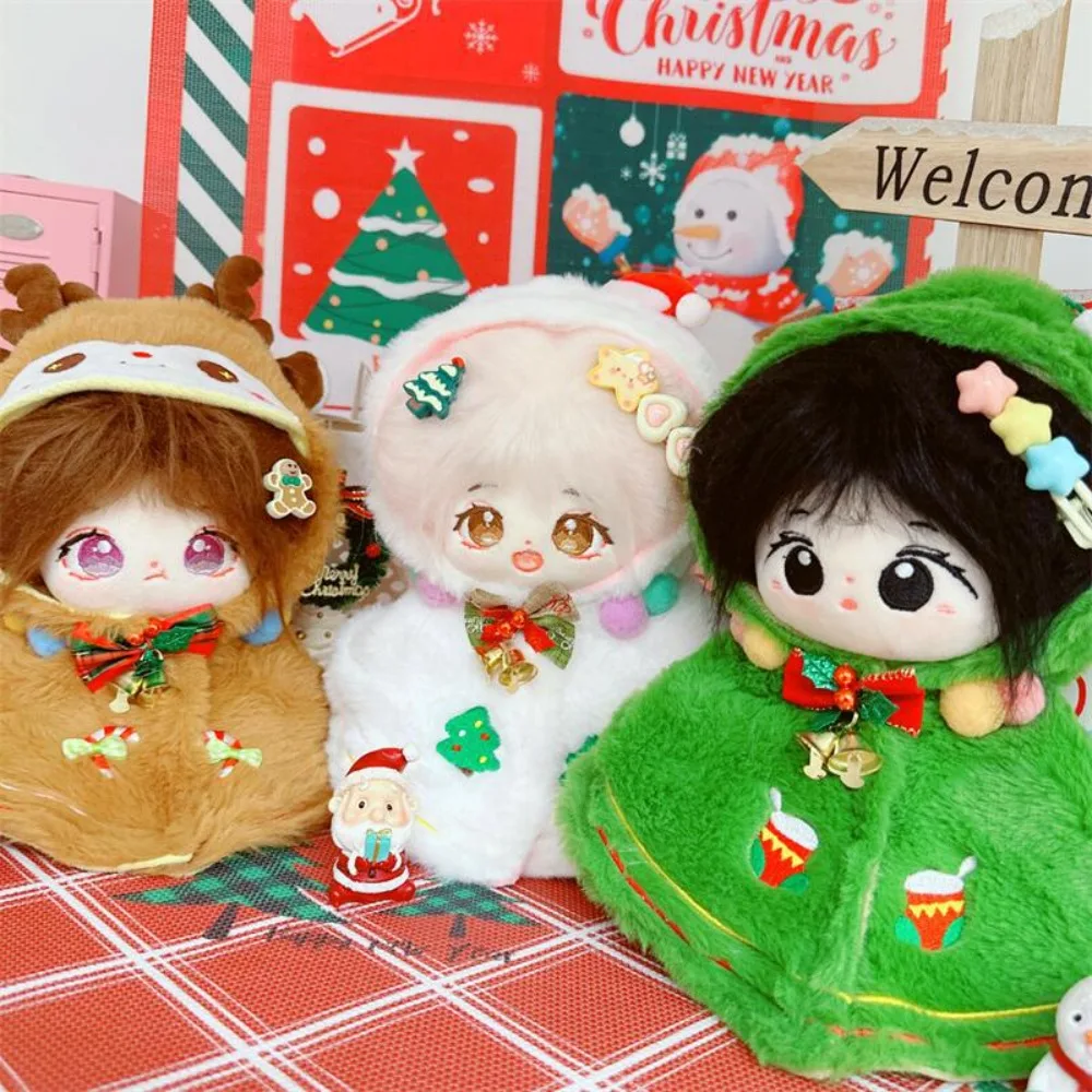 

20cm Cute Idol Doll Kawaii Christmas Tree Elk Snowman Coat Plush Cotton Doll Anime Xmas Style Soft Set Clothes Accessory DIY Toy