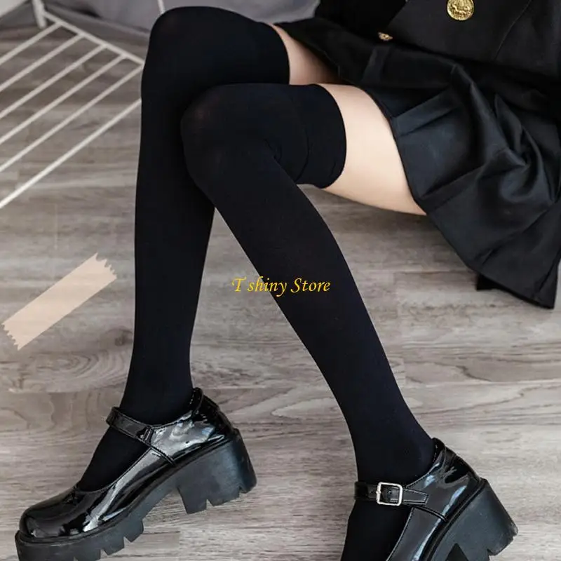 N58F – bas mollet pour femmes, rétro, Sexy, hauts aux genoux, longs, chaussettes antidérapantes