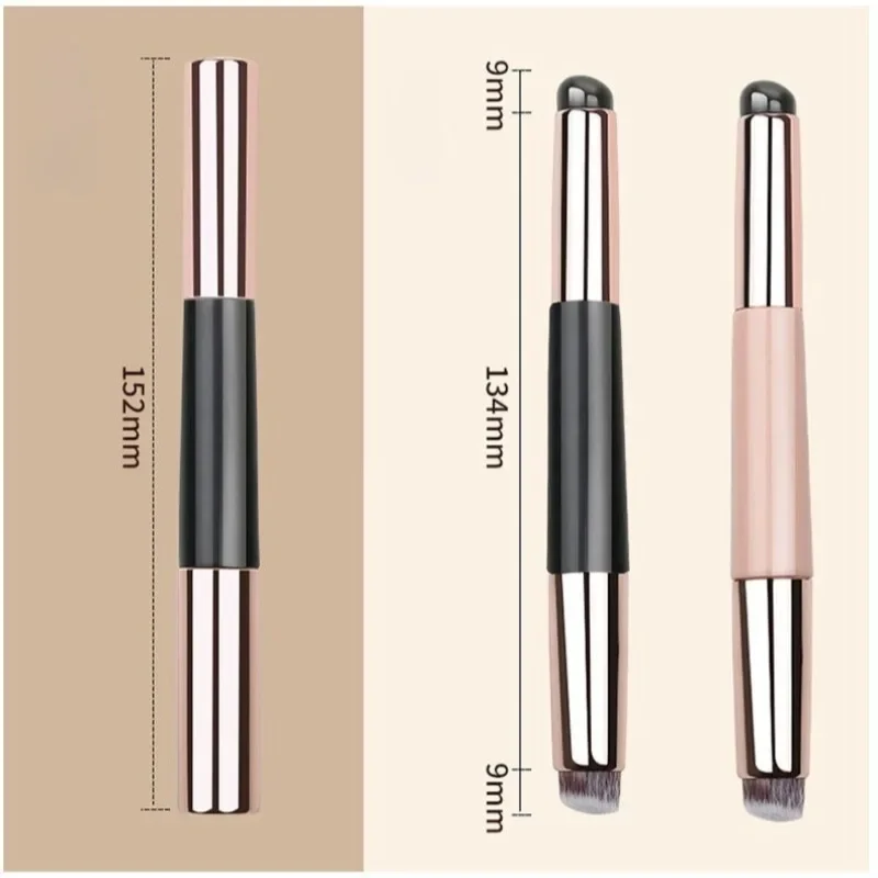 2-in-1 siliconen lippenborstel Concealerborstel Houten handvat Draagbare lippenstift Lippenbalsemapplicator met dop Make-upborstel Schoonheidstools