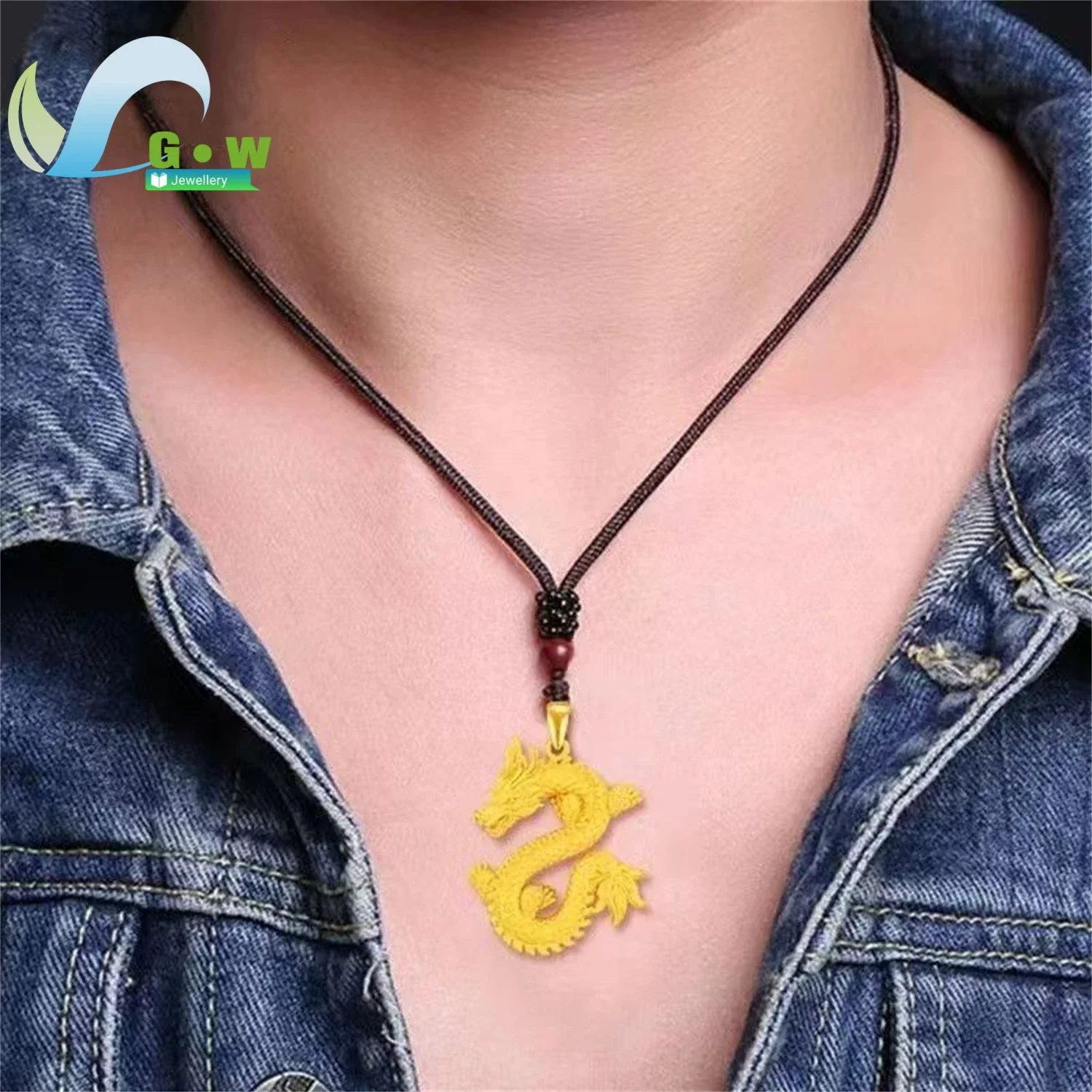 Long Lasting Brass Gold Plated Dragon Zodiac Pendant Necklace for Men Fade Resistant Chinese Birth Year Gift Bold Charm Jewelry