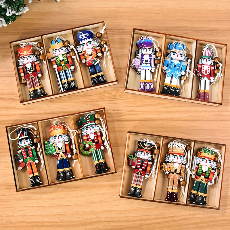 Christmas Tree Wooden Nutcracker Soldier Pendant Personalized DIY Hanging Decor Navidad Natal Home Xmas New Year Party Ornaments