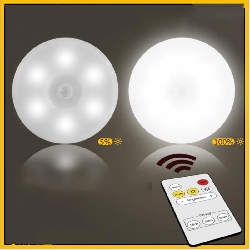 Wireless Remote Control Under Cabinet Light Rechargeable LED Night Light Lighting For Kitchen Decor Dimmable Warm/White Light