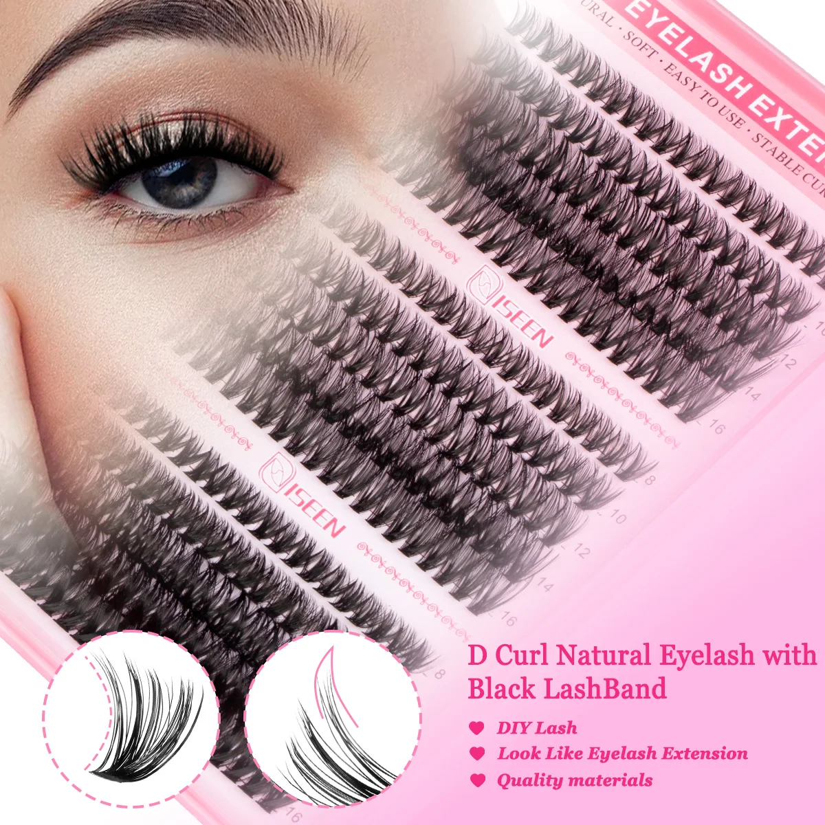 DIY Wimpernbüschel Wispy Lashes D-Curl 8-16mm Wimpernverlängerungen Wimpernbüschel-Set DIY für Zuhause Make-up – Detail 4