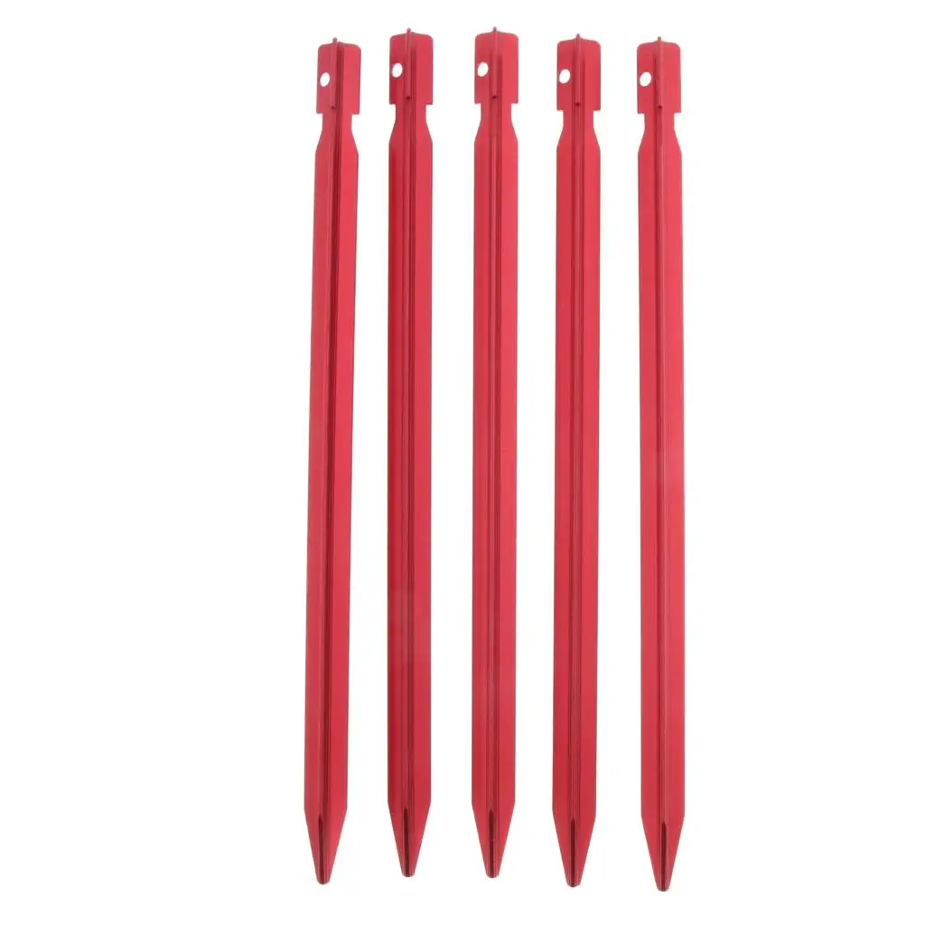 5 Pack Tent Stakes, Aluminum Camping Gardening Pegs, Ground Nails, 9 Inch, with