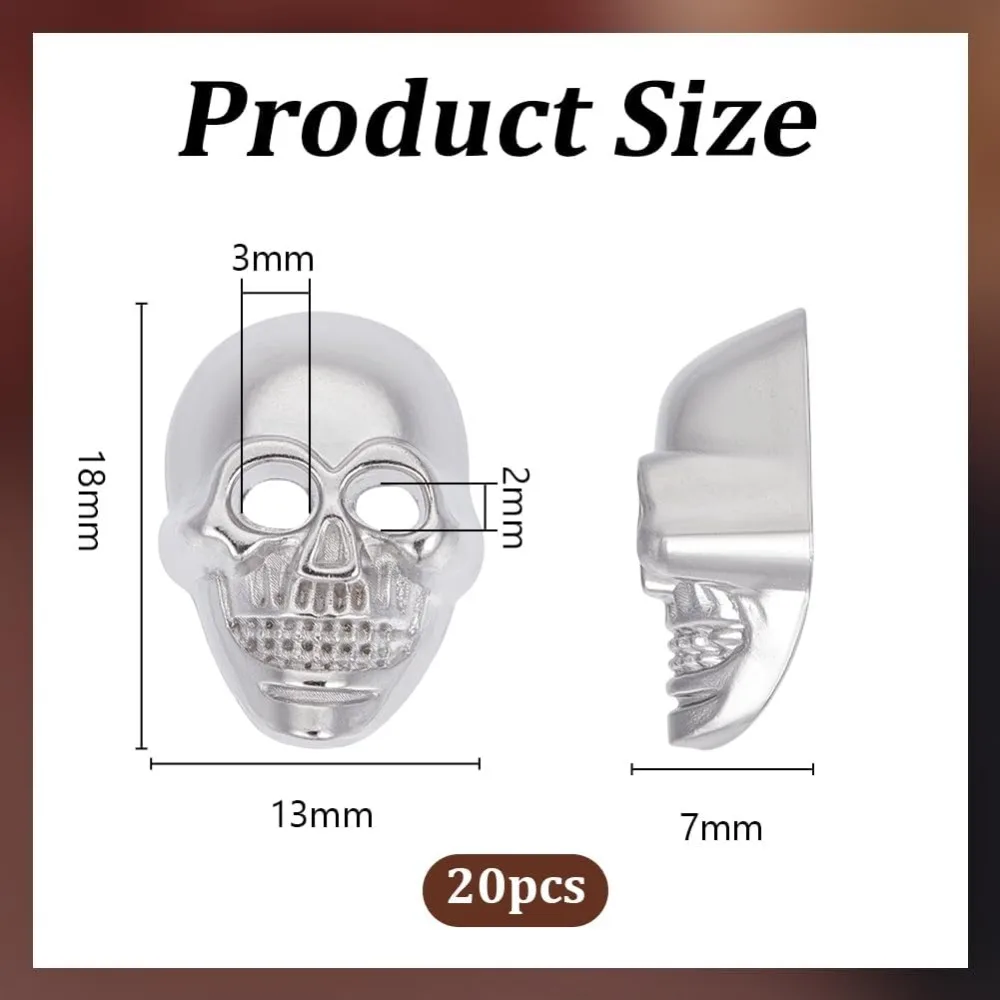 20 قطعة سبائك الزنك الجمجمة زر الجلود الزخرفية زر الشظية هيكل عظمي معدني أزرار 18x13x7 مللي متر هالوين الجمجمة شكل أزرار