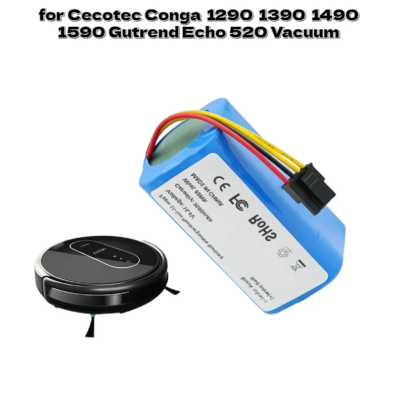 

High Performance 14.4V 3500mAh Replacement Battery Stable Power for Cecotec Conga1290 1390 1490 1590Gutrend Echo520 Robot Vacuum