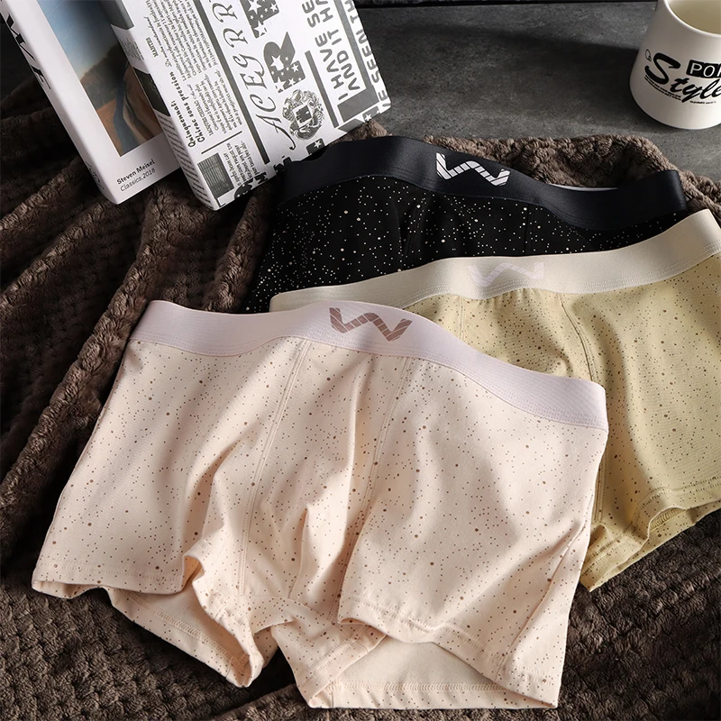 

3-Pack Men's Boxer Briefs Youth Sports Trunks Breathable Cotton Starry Sky Pattern Stylish Underwear for Men