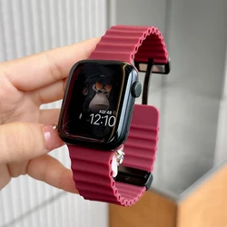 Magnetic Strap For Apple Watch Ultra Band 49mm 44mm 45mm 41mm 40mm 42mm Ocean Silicone Sport Bracelet iWatch Series 9 8 7 6 SE 5