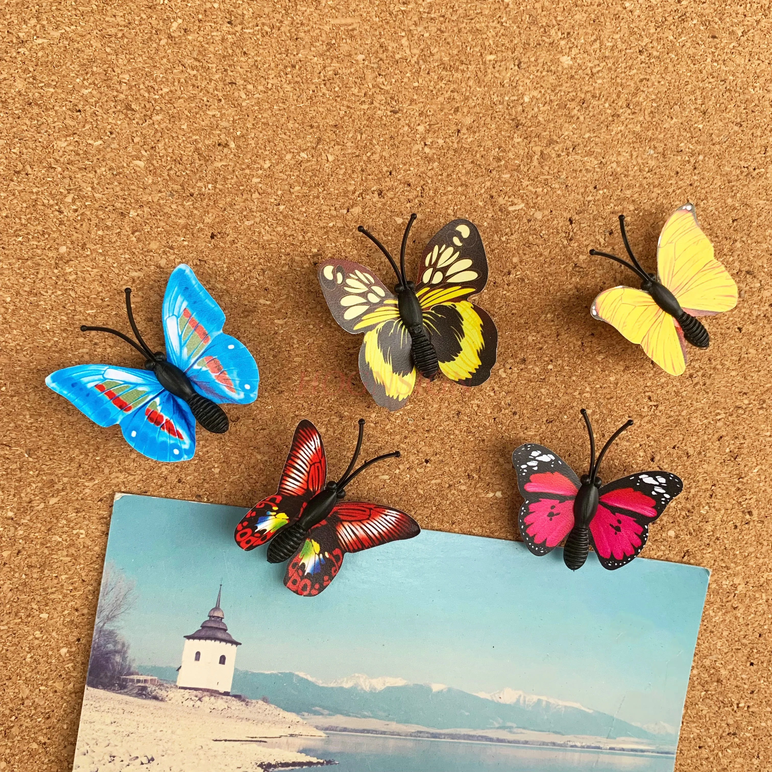 10 buah pin tekan berbentuk kupu-kupu tiga dimensi kain terasa tombol dekorasi pemandangan dinding kreatif papan kayu lembut