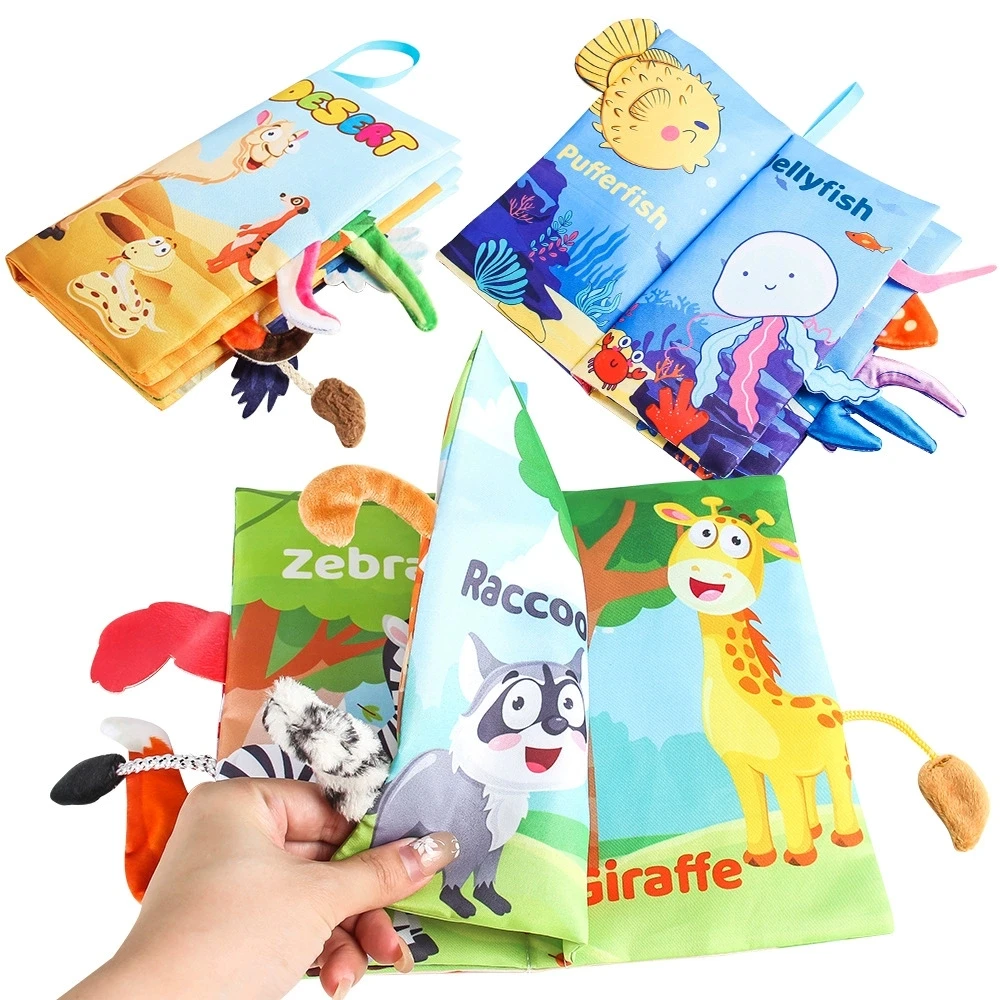 Gran oferta, juguete educativo de Aprendizaje Temprano para bebés de 0 a 36 meses, libro de tela con cola, rompecabezas de papel con sonido interactivo para padres e hijos, sonajero