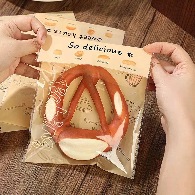 100Pcs Cartoon Bread Bag Packaging Bags Sandwich Bag For Kids Self Adhesive For Packing Sandwich