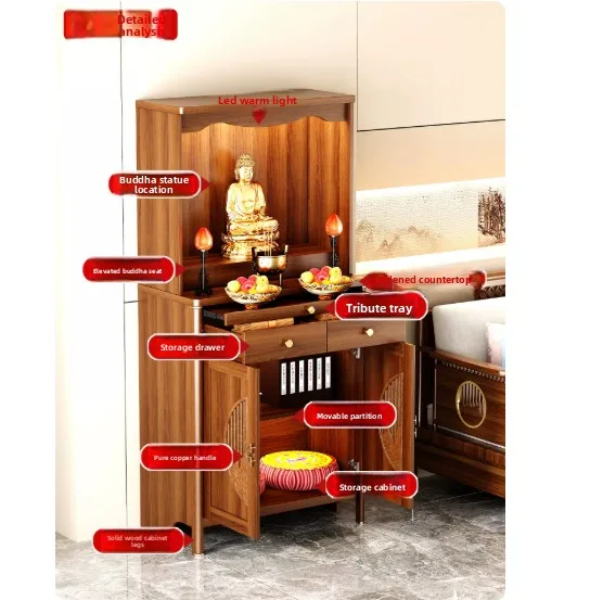 Buddha cabinet Buddhist niche altar table standing cabinet guanyin bodhisattva for home god of wealth altar table incense table
