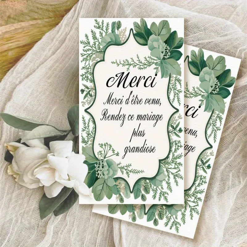 100pcs French Style Wedding Thank-you Card Set, Guest Seat Gift Cards, Suitable for Weddings and Engagement Occasions