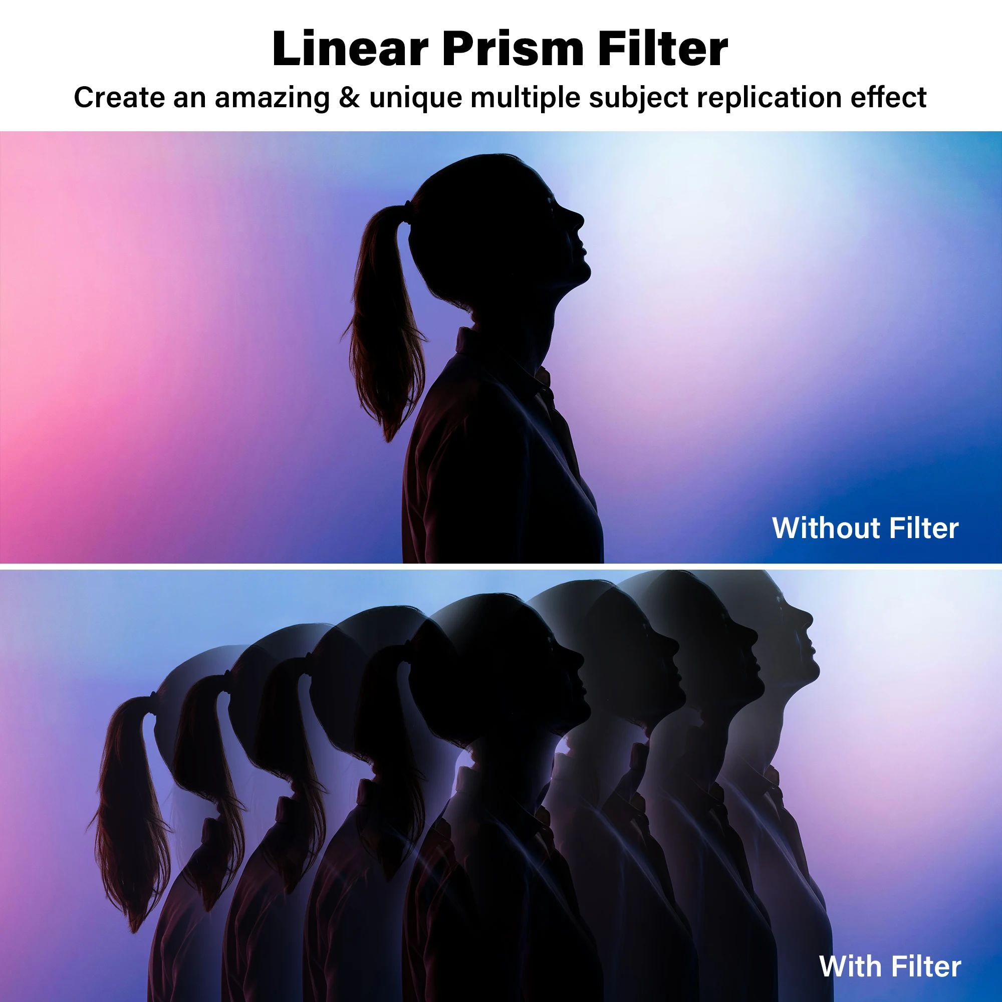 WalkingWay Linear Prism Filter Special Effects Lens Filter Foreground Blur Film Props for Music Videos Portrait Film Photography