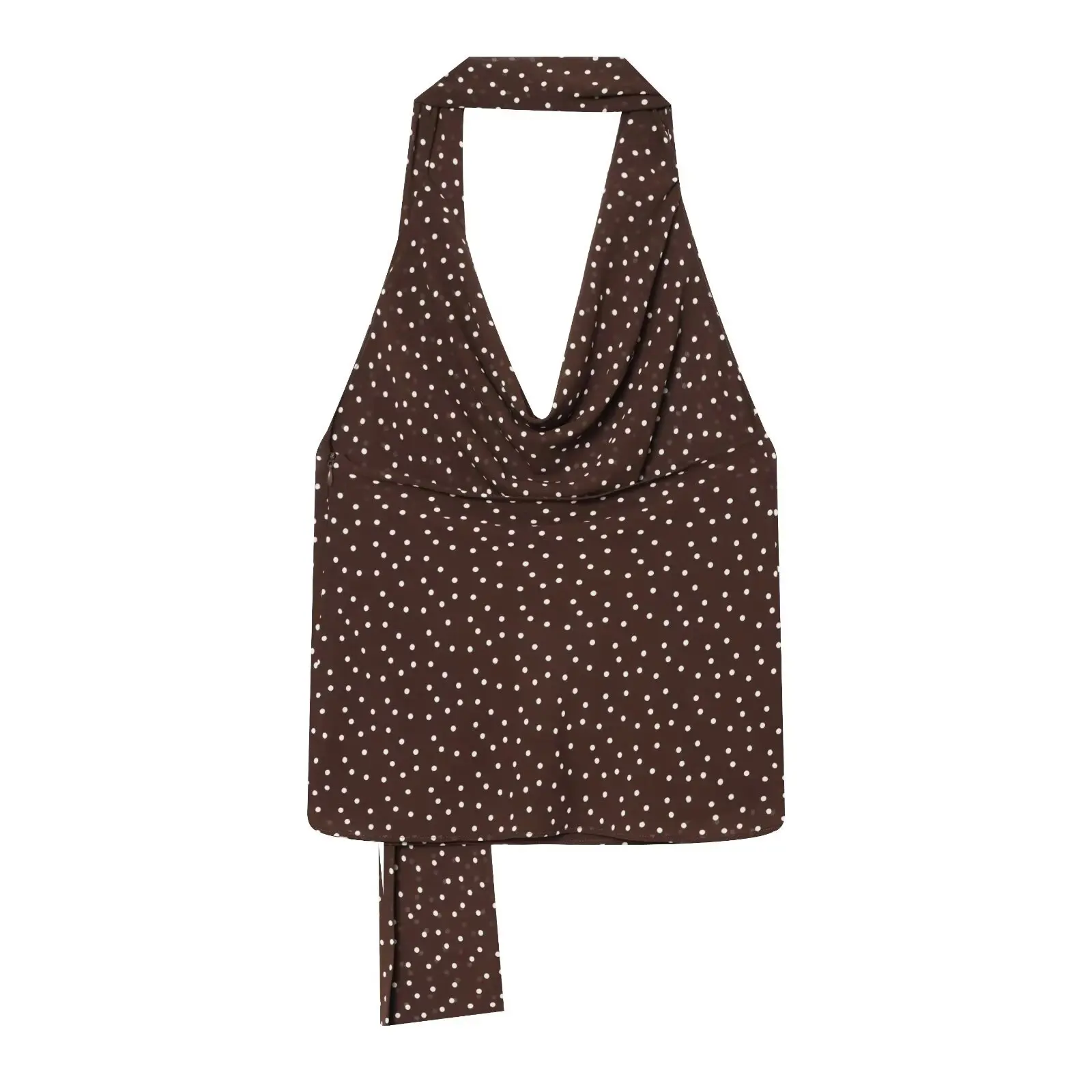 American hot girl retro polka-dot halter top female Hong Kong style royal sister backless streamer top