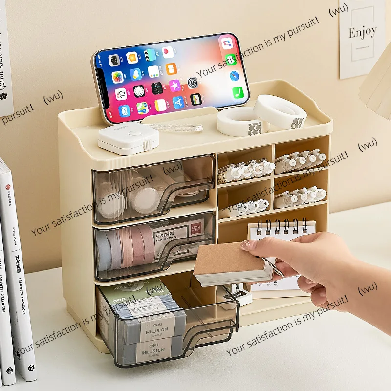 Stationery Storage Box Office Large Capacity Oblique Pen Holder Student Household Multi-layer Drawer Desktop Storage Box