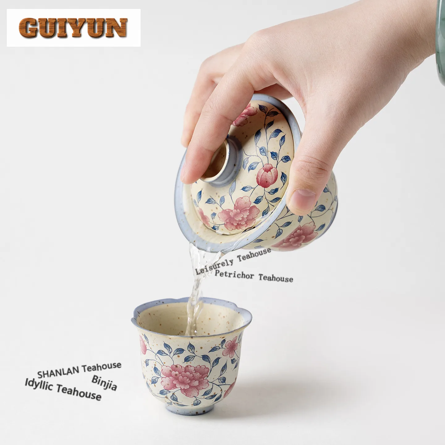 110ml Decal Interlocking Peony Branch Gaiwan Vintage Tea Tureen Tea Bowl With Lid Kit Tea Maker Cover Bowl Cha Accessories Gift
