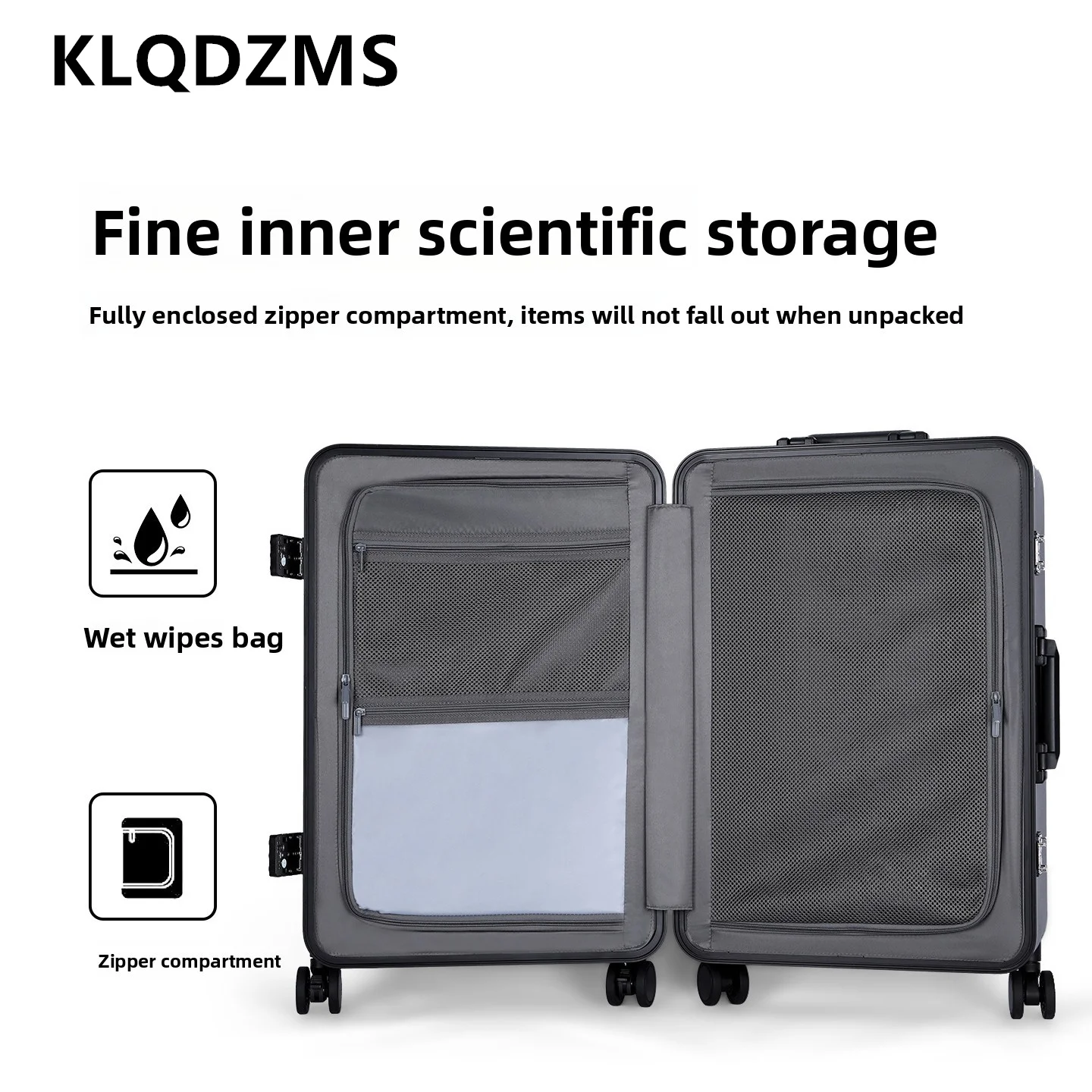 KLQDZMS Suitcase on Wheels Front Opening Laptop Boarding Case Thickened Trolley Case 20